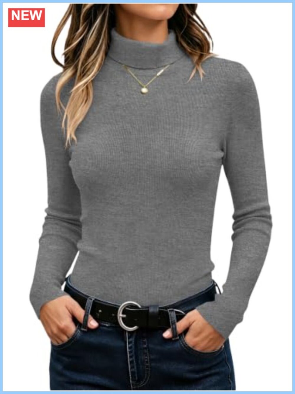 Women's Ribbed Knit Mock Turtleneck Long Sleeve Pullover Sweater Slim Fit
